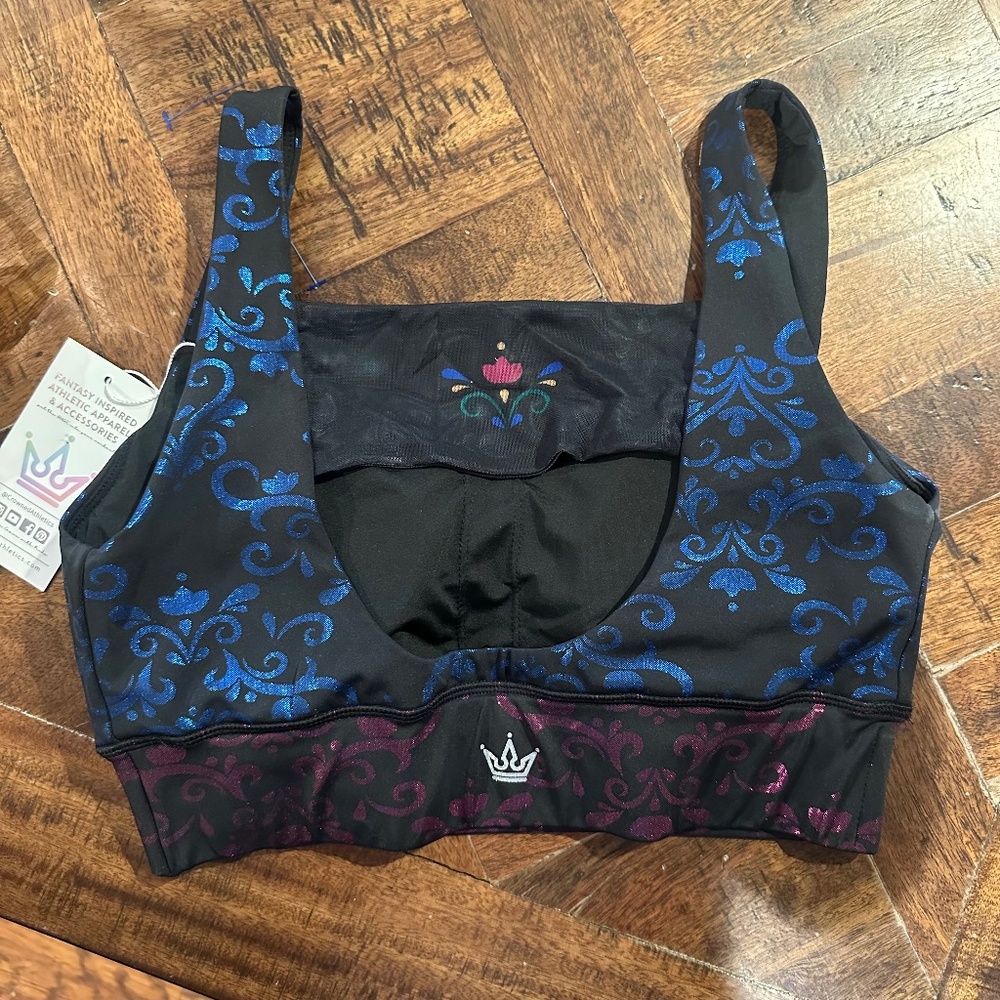 Crowned Athletics Snow Sister Princess Sports Bra Medium NWT